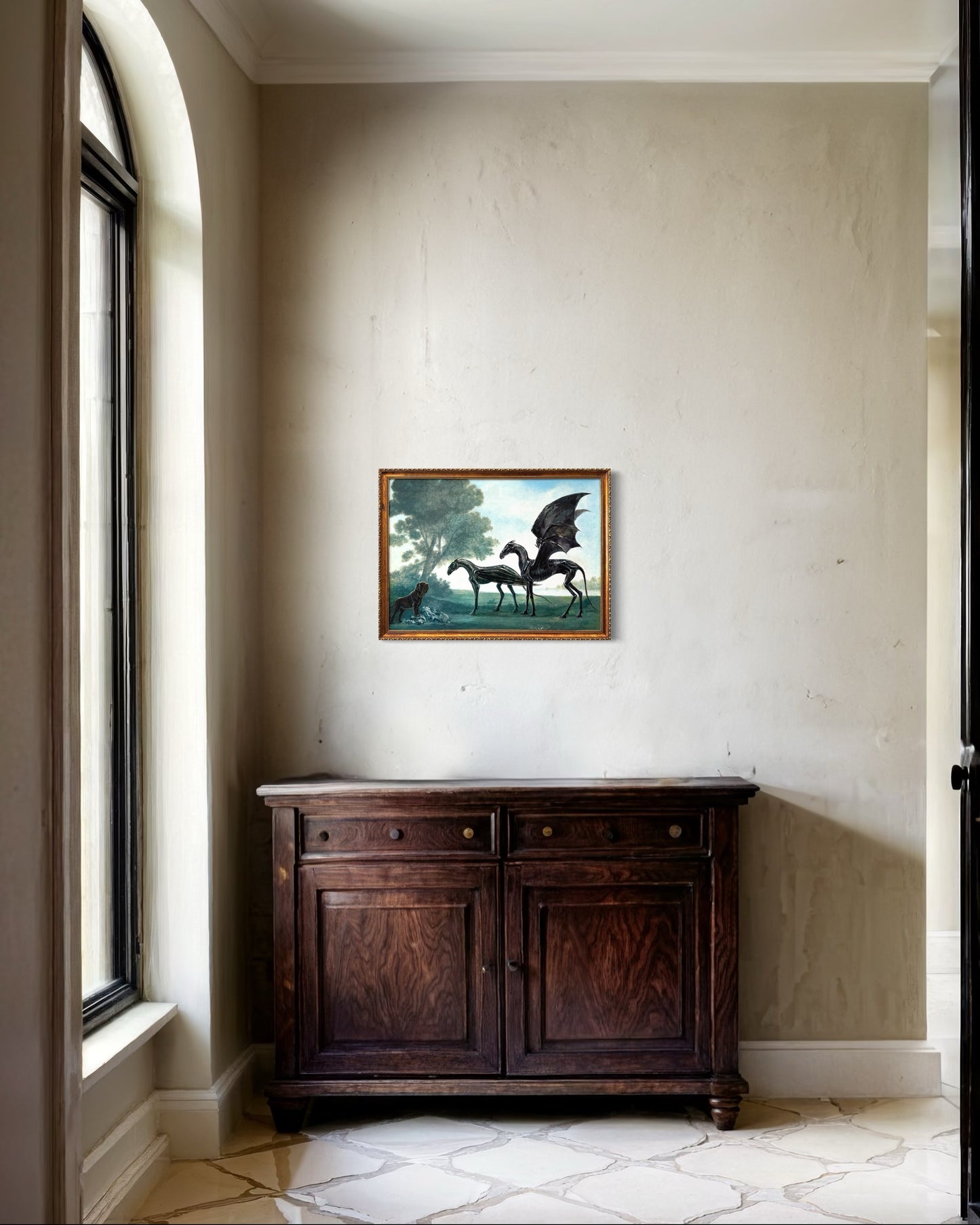 Dog & Pony Show, original upcycled vintage painting