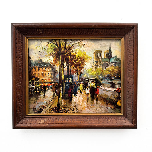 Where Did I Park? Part 6, original upcycled vintage painting