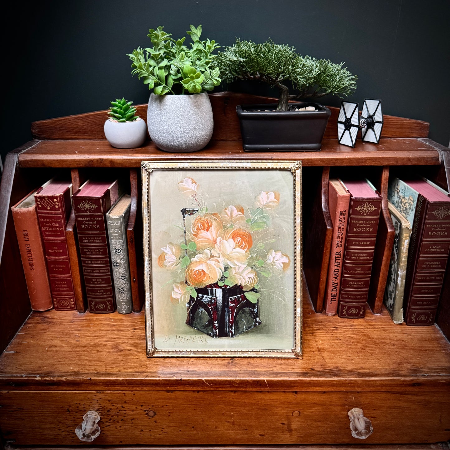 Dark Side Floral : Boba's Blooms - PRINT 8x10 in Vintage Brass Frame