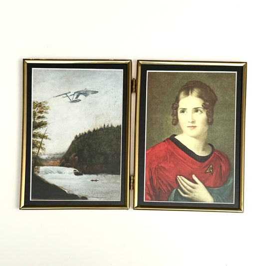 Boldly Go & Red Shirt Ensign Bonaparte - PRINT 8x10 in Brass Folding Portrait Frame, OOAK Show