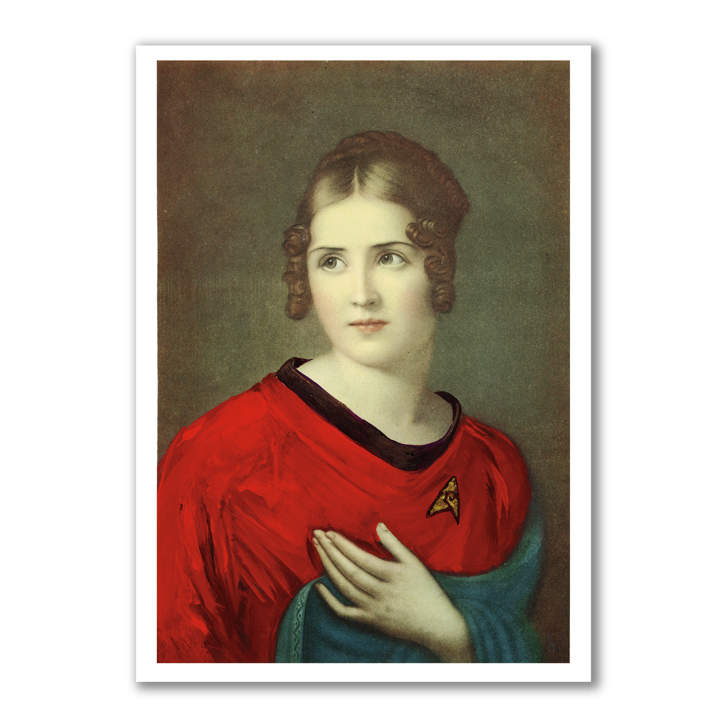 Red Shirt, Ensign Bonaparte - PRINT in reclaimed oval brass frame