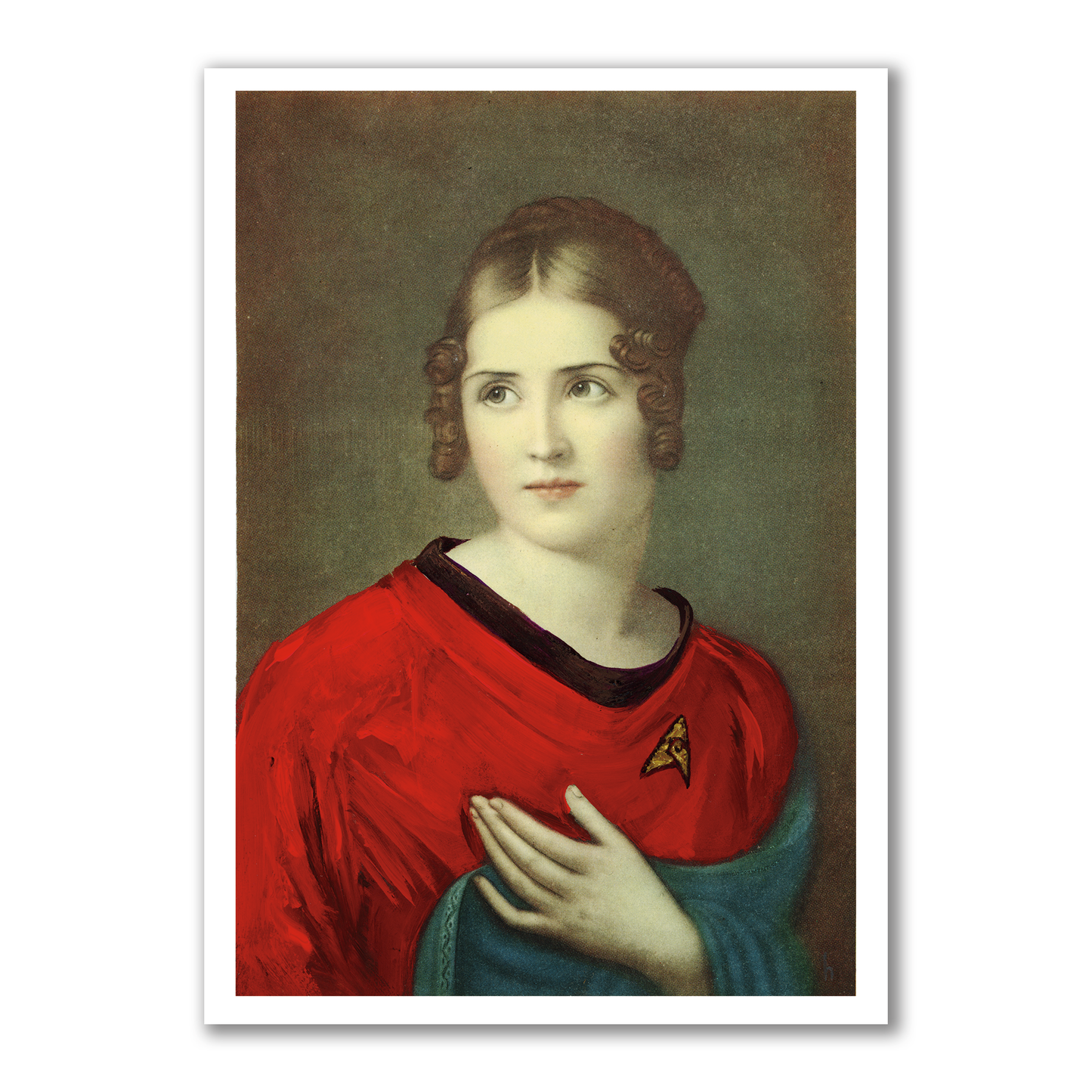 Boldly Go & Red Shirt Ensign Bonaparte - PRINT in Reclaimed Folding Portrait Frame, metal