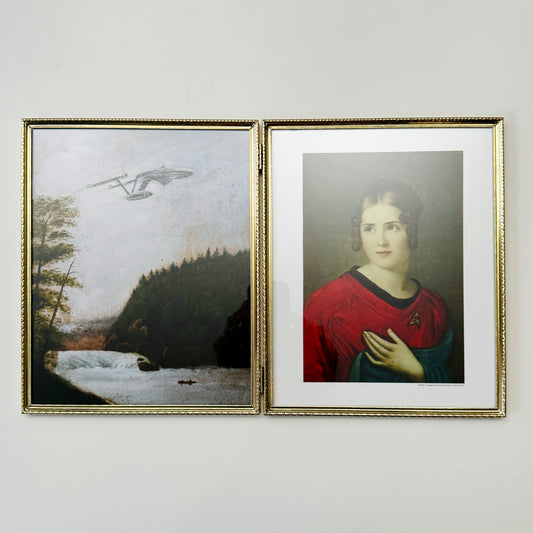 Boldly Go & Red Shirt Ensign Bonaparte - PRINT 8x10 in Brass Folding Portrait Frame, OOAK Show