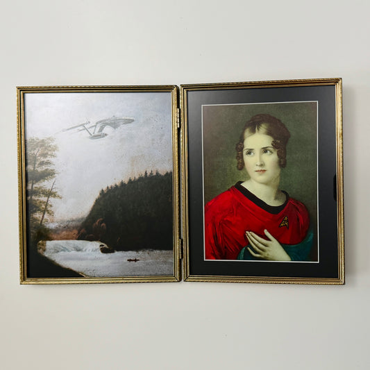 Boldly Go & Red Shirt Ensign Bonaparte - PRINT 8x10 in Brass Folding Portrait Frame, OOAK Show