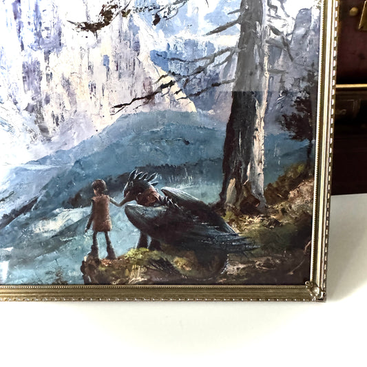 A Boy And His Dragon - PRINT 8x10 in vintage brass frame