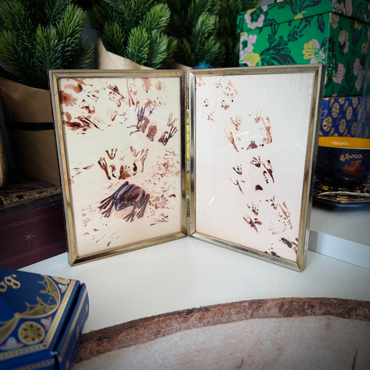 Chocolate Frogs - PRINT in Reclaimed Folding Portrait Frame, brass