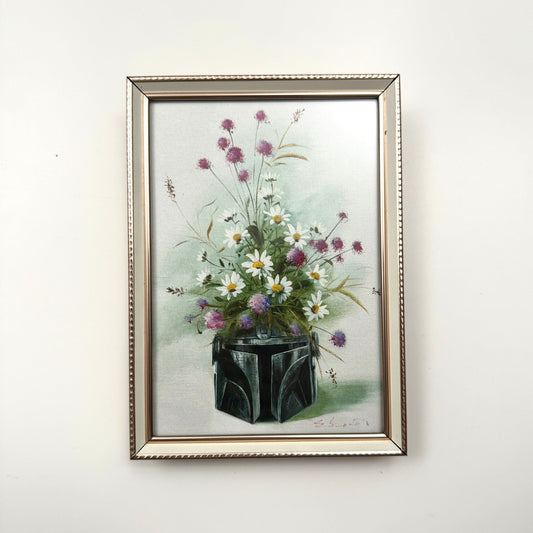 Dark Side Floral : The Dandalorian - PRINT 5x7 in Brass Frame oval matte, OOAK Show