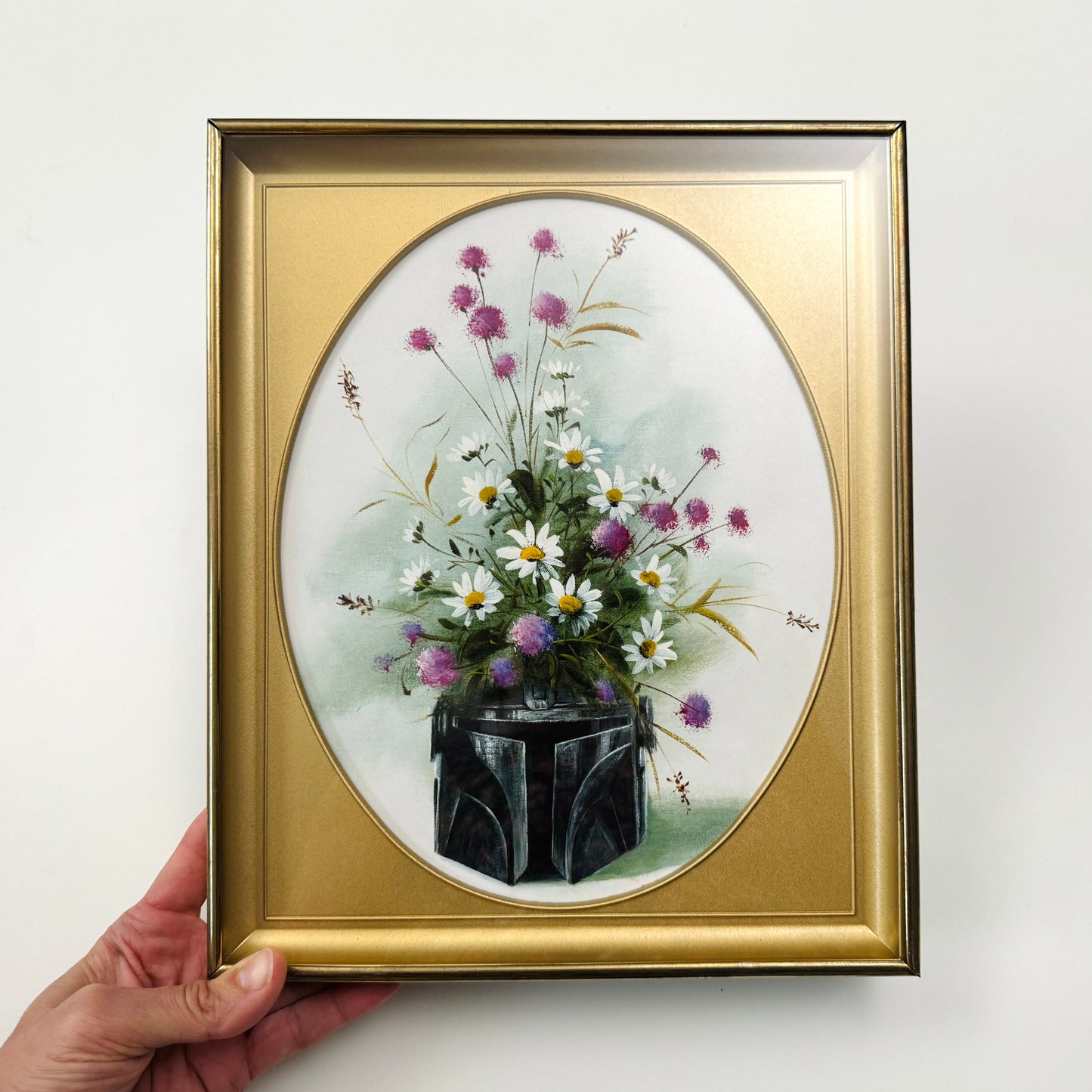 Dark Side Floral : The Dandalorian - PRINT 8x10 in Brass Frame oval matte