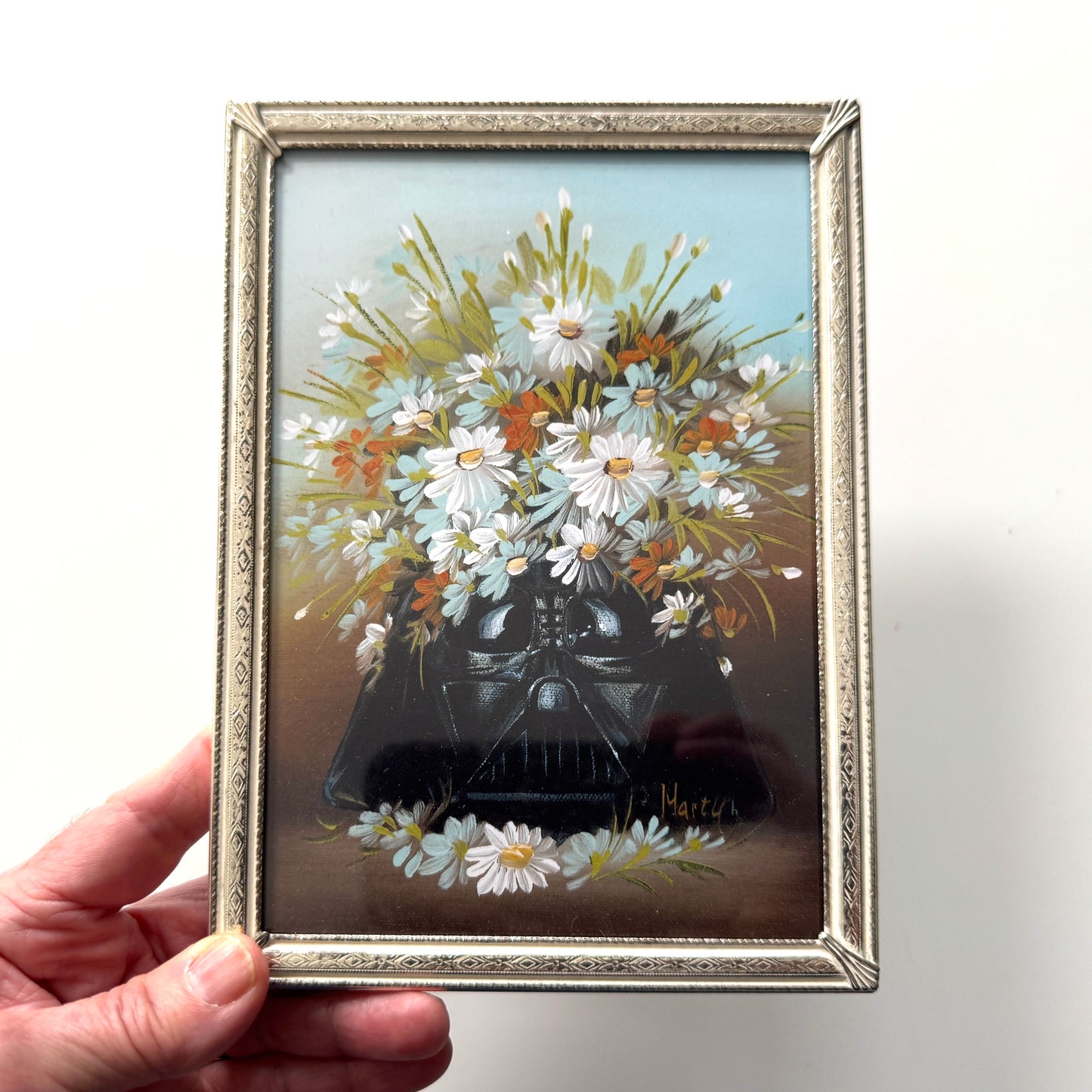 Dark Side Floral : Darth's Daisies - PRINT 5x7 in vintage metal frame