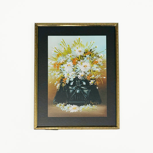 Dark Side Floral : Darth's Daisies - PRINT 7x9 in Vintage Brass Frame OOAK Show