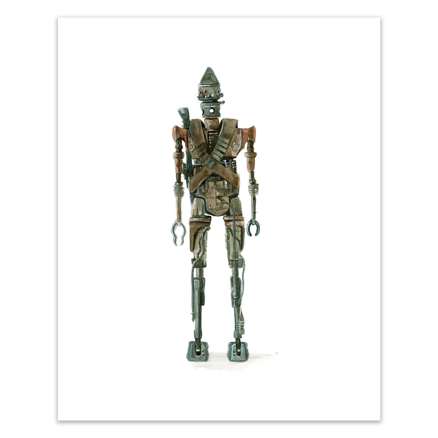 Portraits of Droids : IG-11 and K-2SO - PRINT in vintage brass frames