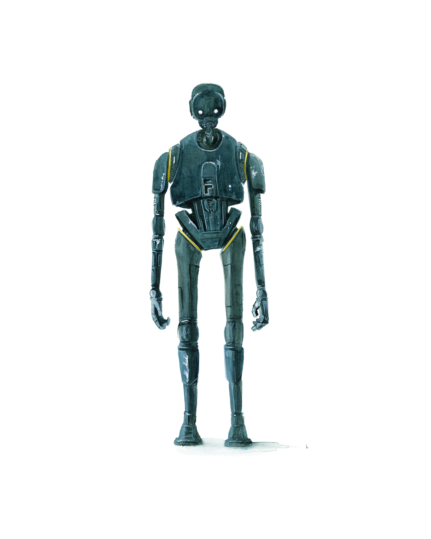 Portrait of A Droid : K-2SO, watercolour painting - DIGITAL DOWNLOAD