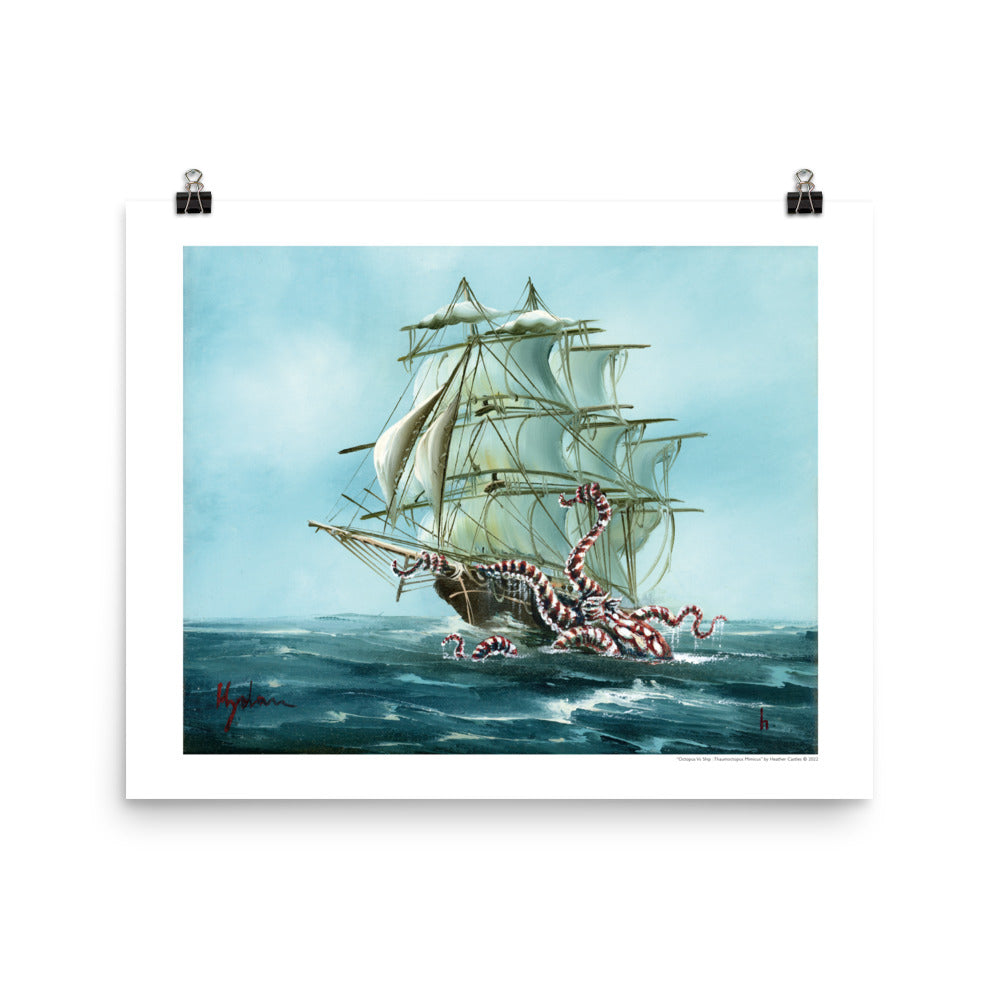 Octopus Vs Ship : Thaumoctopus Mimicus - PRINT