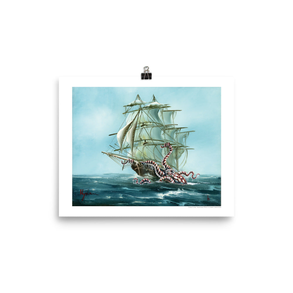 Octopus Vs Ship : Thaumoctopus Mimicus - PRINT