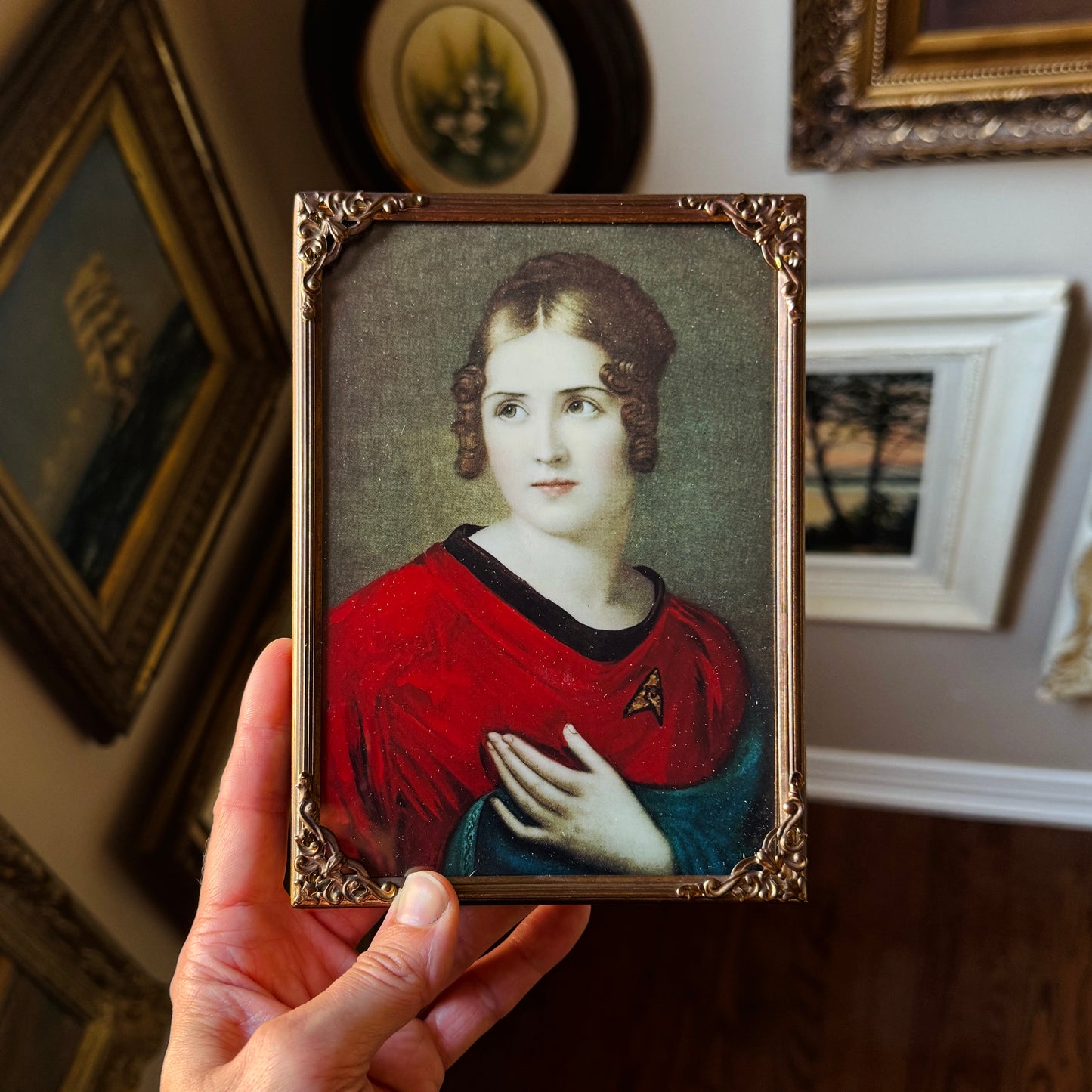 Red Shirt, Ensign Bonaparte - PRINT 5x7 in Antique brass frame