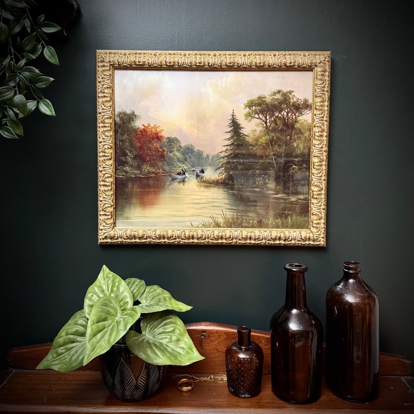 Fellowship Along the River Anduin - PRINT XL in gold frame