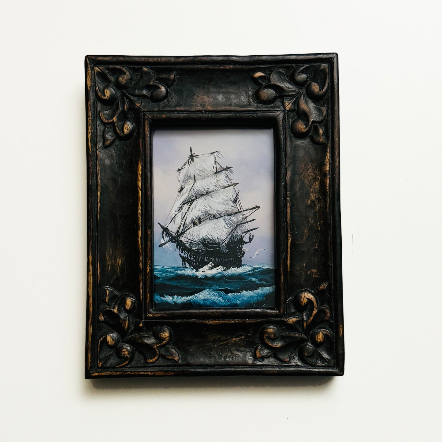 The Flying Dutchman - PRINT 5x7 in black reclaimed frame OOAK