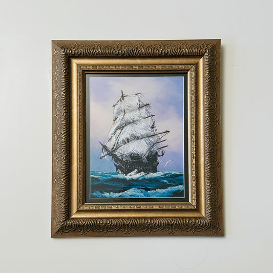 The Flying Dutchman - PRINT in vintage brass frame OOAK