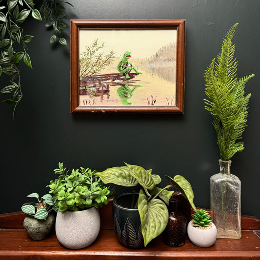 Frog On A Log  - PRINT 8x10 in wood frame