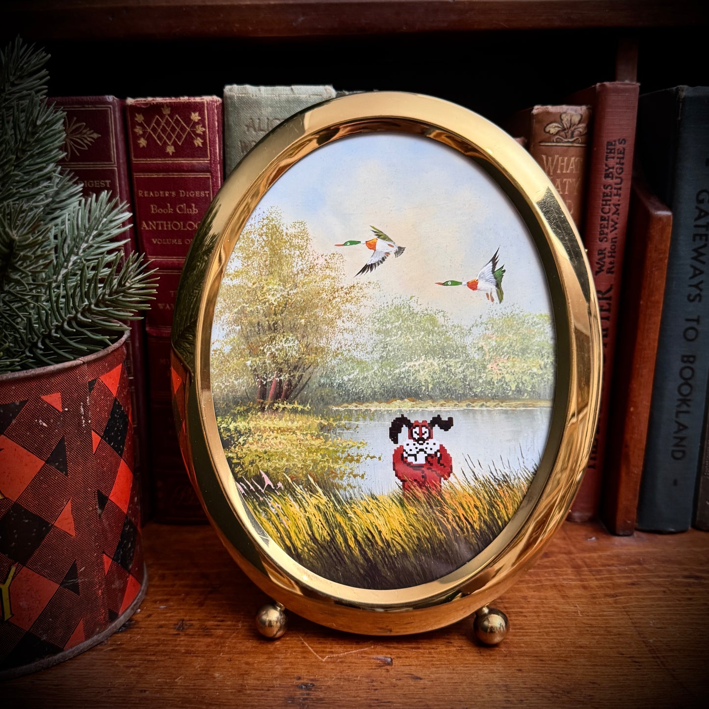 Game Over - PRINT 5x7 in brass oval frame=