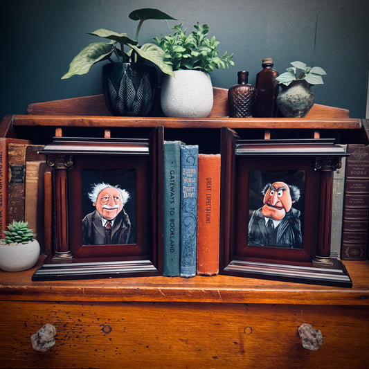Grumpy Old Men - PRINTS in wood book ends