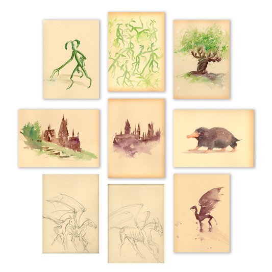 Muggle Sketches Bundle 1 - Set of 9 PRINTS 5x7