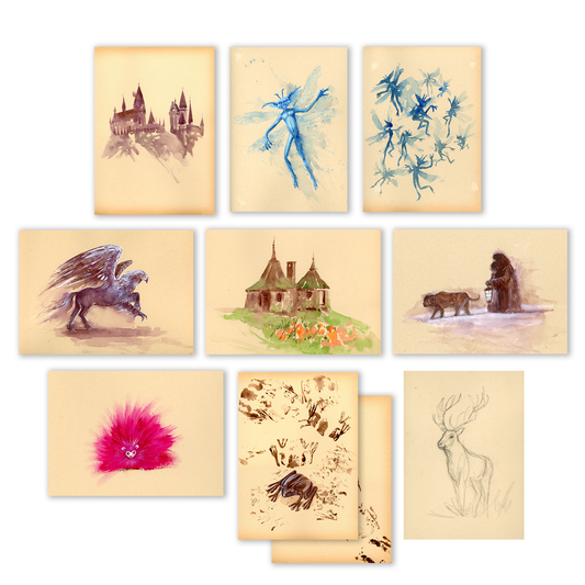 Muggle Sketches Bundle 2 - Set of 9 PRINTS 5x7