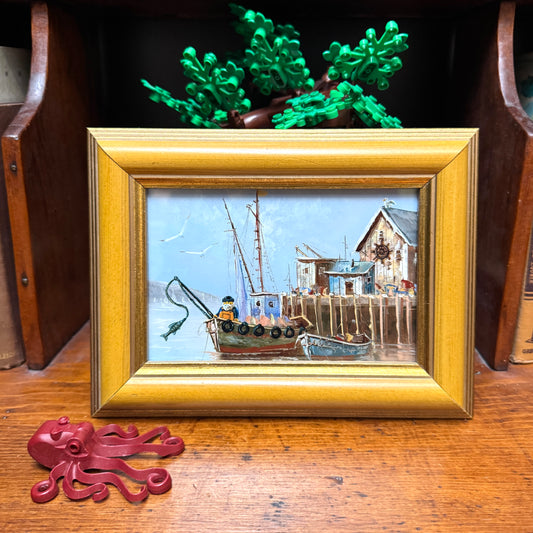 My Little Brick Fisherman - PRINT in wood frame