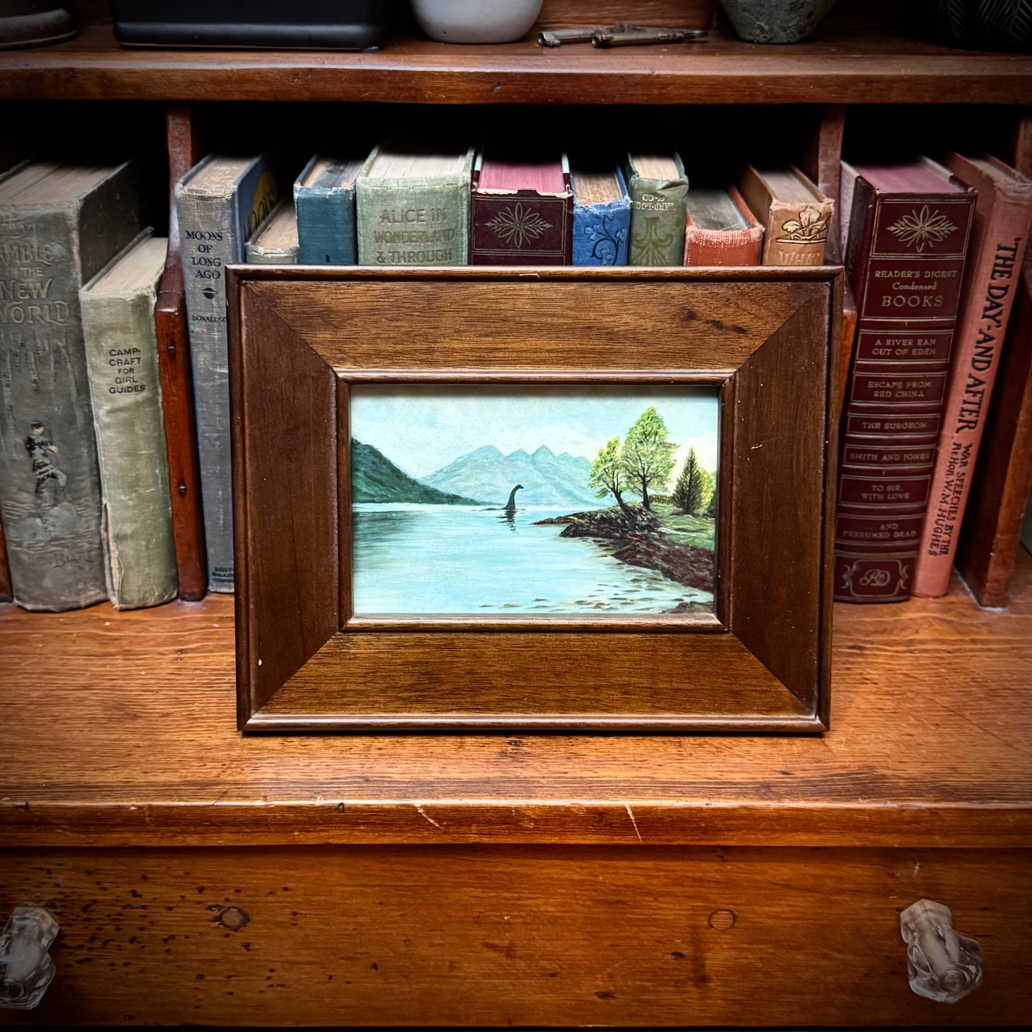 Nessie - PRINT 4x6 inch in vintage wood frame