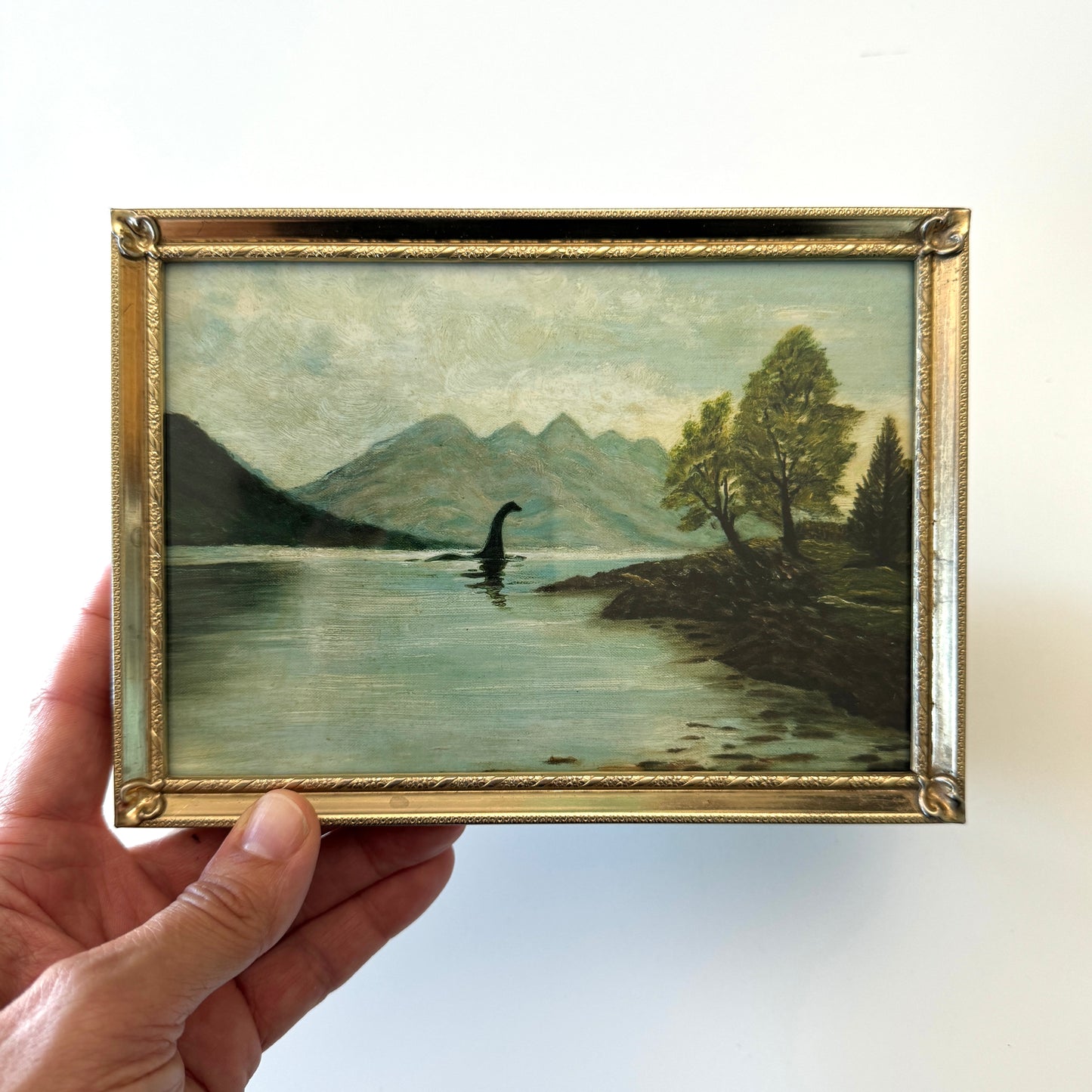 Nessie - PRINT 5x7 in vintage brass frame OOAK Show