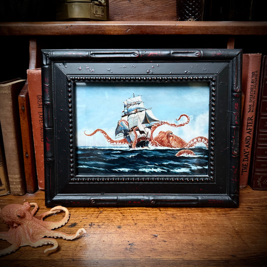 Octopus vs The Harris - PRINT 5x7 in reclaimed frame