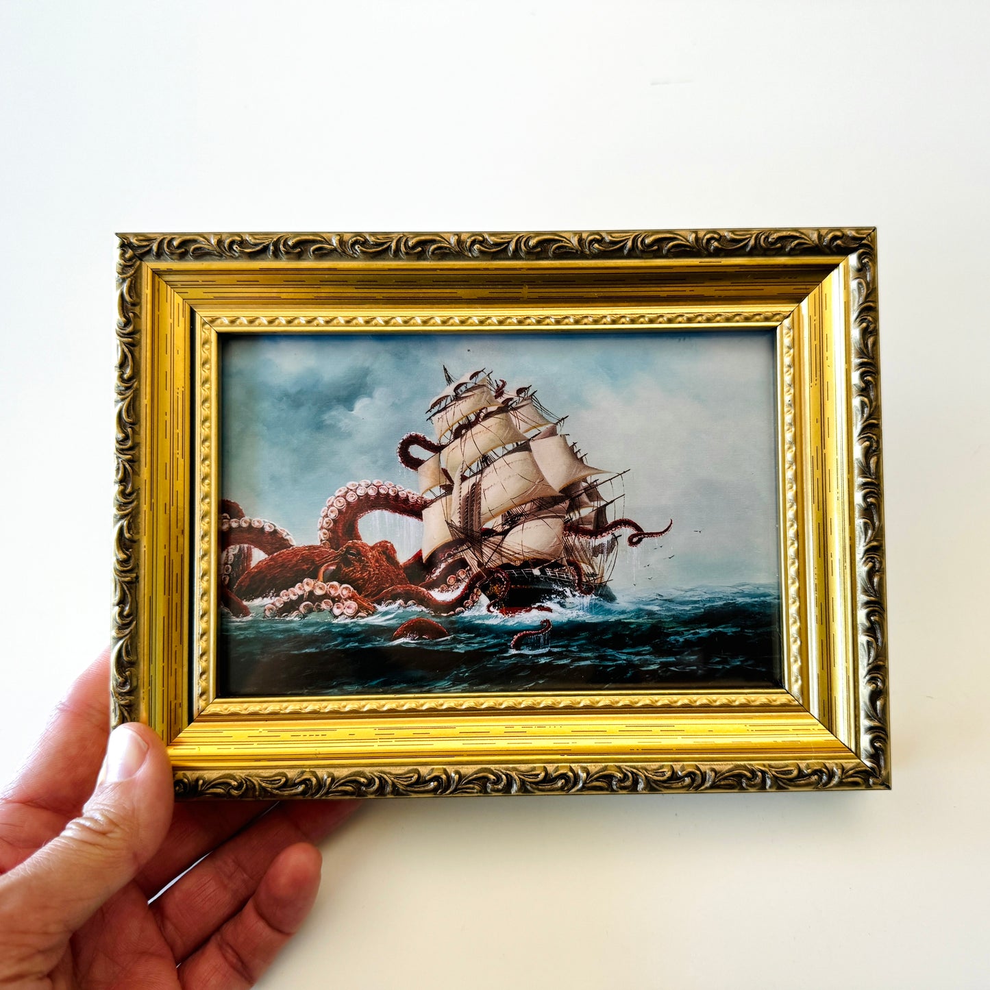 There Once Was A Ship - PRINT 5x7 in gold frame, OOAK Show