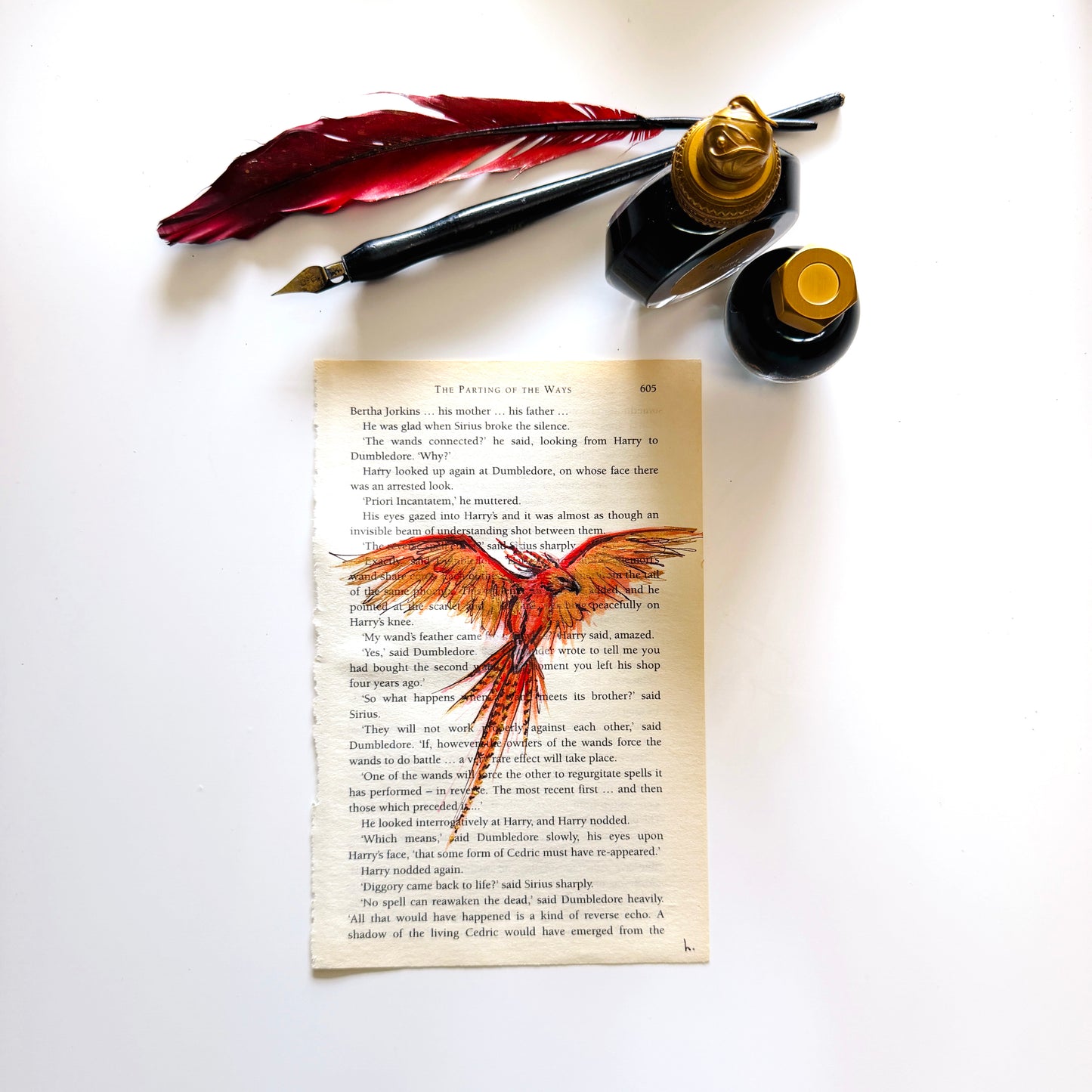 Specimen Studies : Phoenix, study in ink on p605