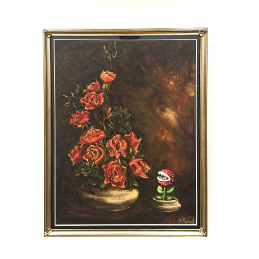 Piranha Plant - PRINT 9x13 in brass frame OOAK show