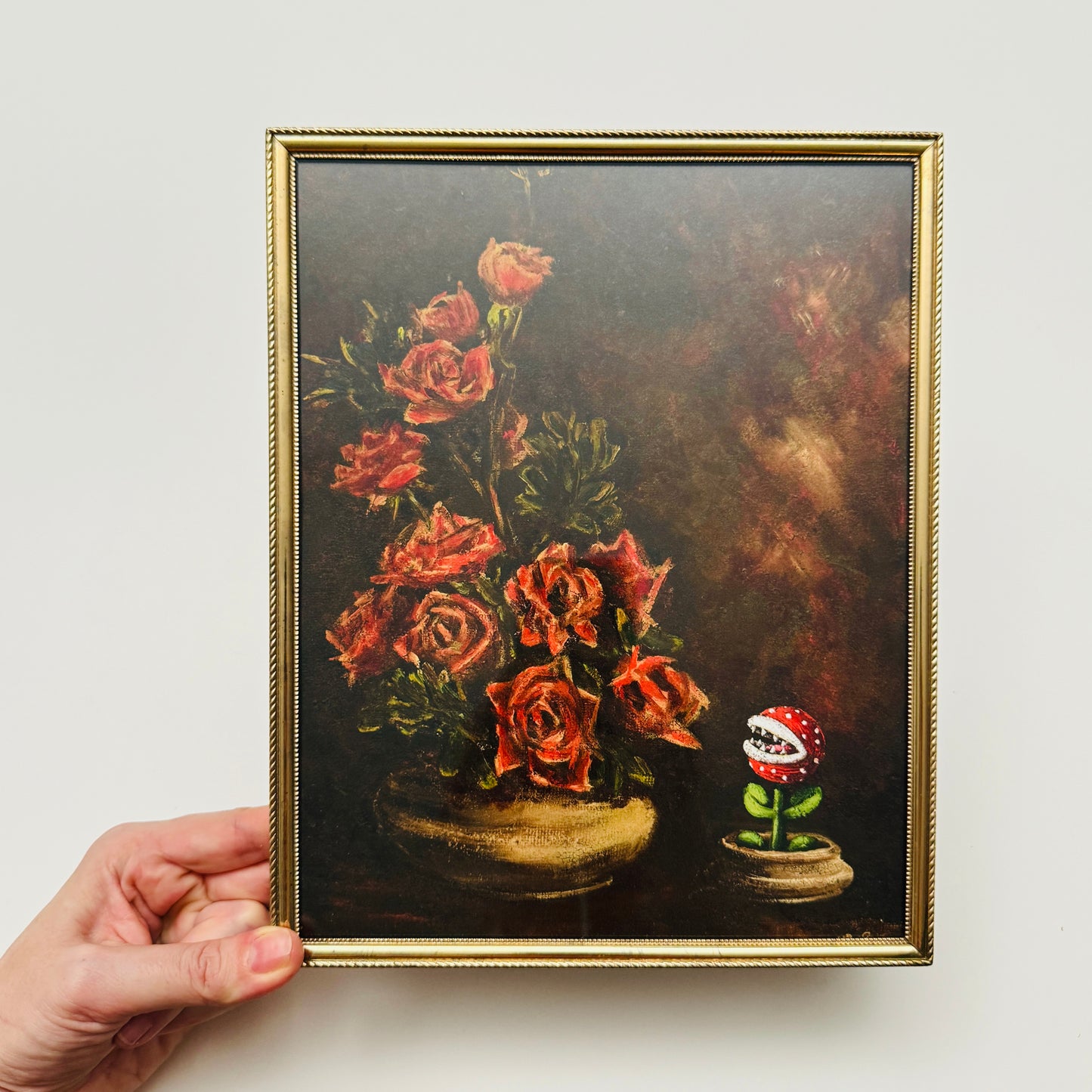 Piranha Plant - PRINT 8x10 in brass frame OOAK show