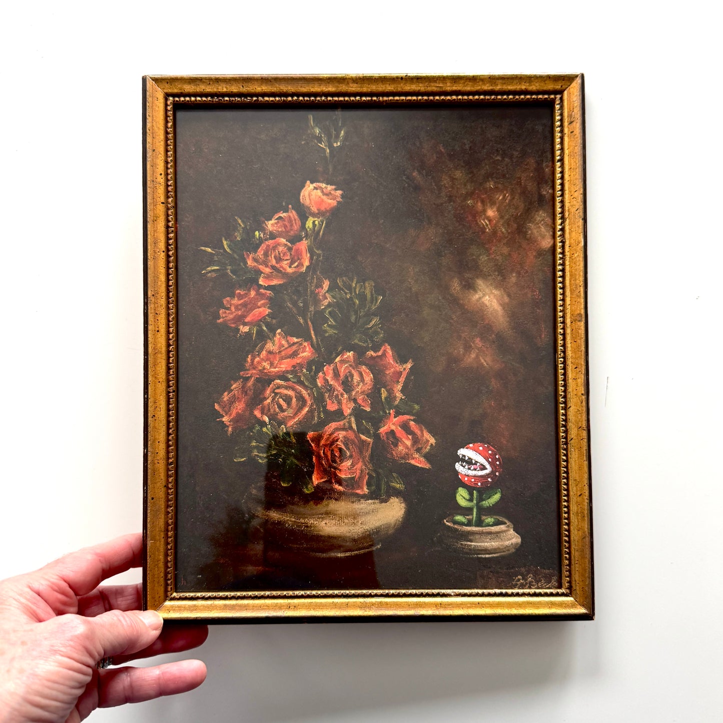 Piranha Plant - PRINT 8x10 in vintage wood frame