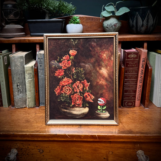 Piranha Plant - PRINT 7.5x9.5 inch in vintage brass frame