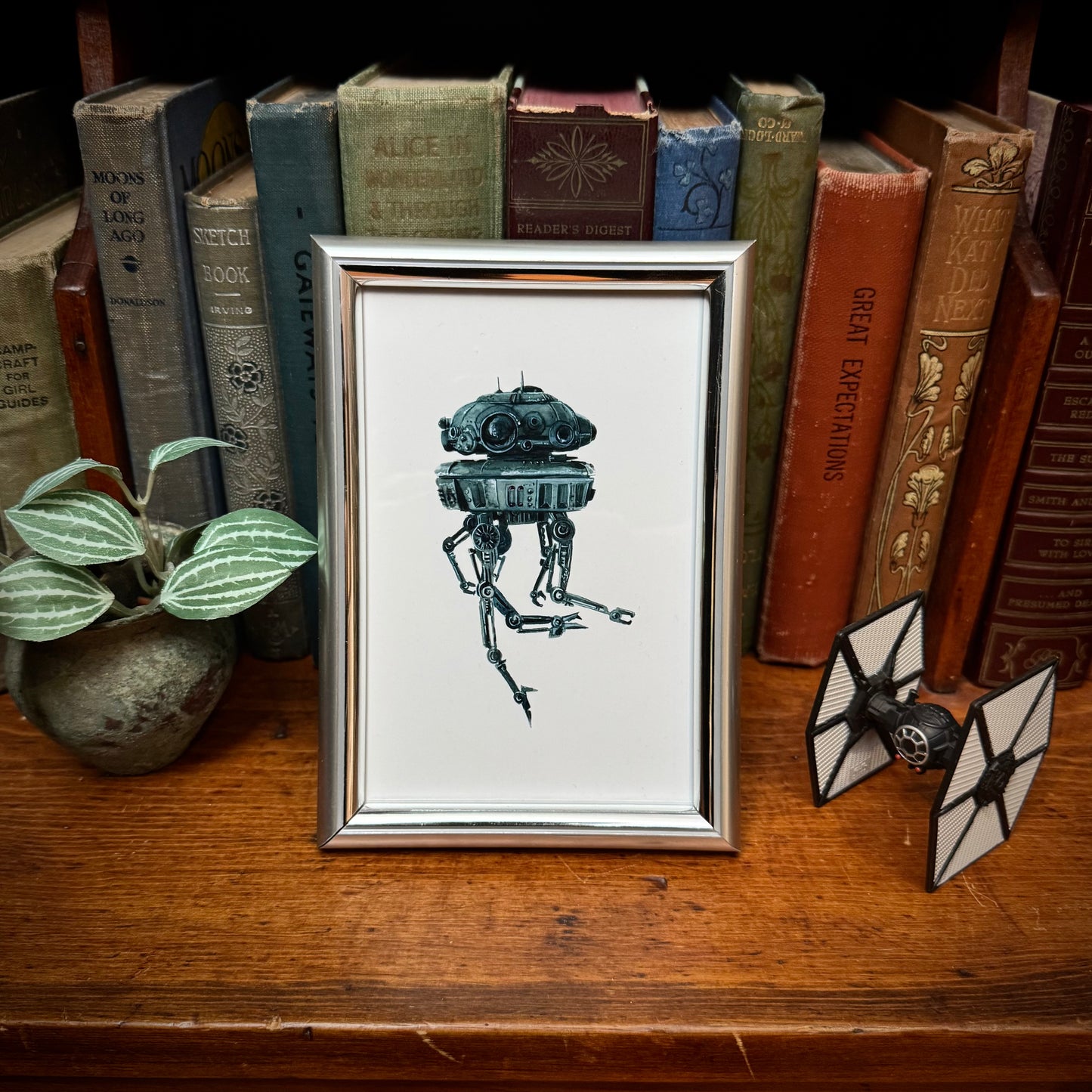 Portrait of A Probe Droid - 4 x 6 inch PRINT in Reclaimed Frame
