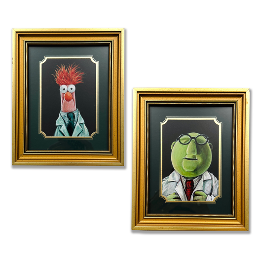 The Mad Scientist and His Assistant - PRINT set in vintage frames