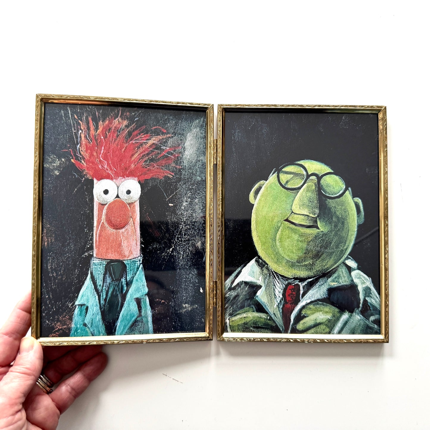 The Mad Scientist and His Assistant - PRINTs 5x7 in brass folding frame