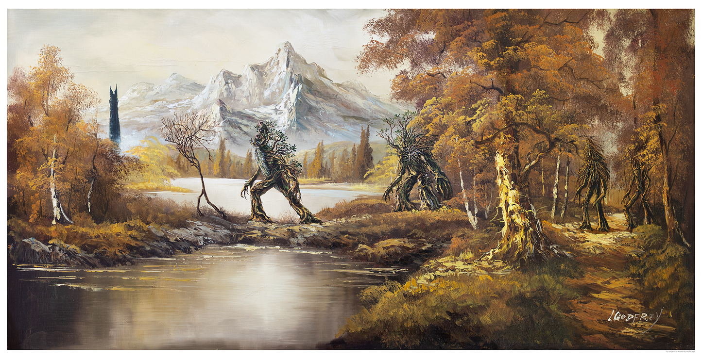 To Isengard, original upcycled vintage painting