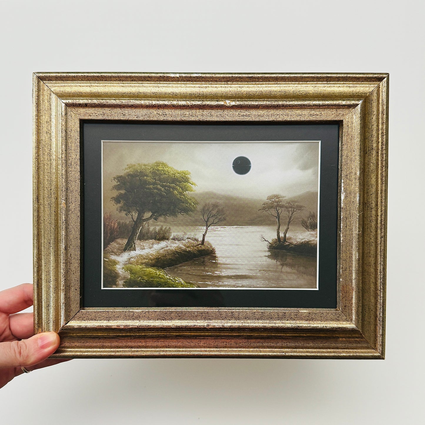 Total Solar Eclipse - PRINT 5x7 in reclaimed frame, OOAK Show