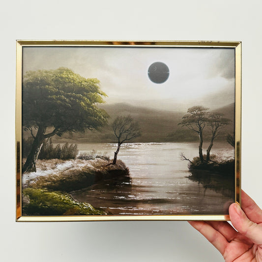 Total Solar Eclipse - PRINT 8x10 in Vintage Frame, Brass OOAK Show