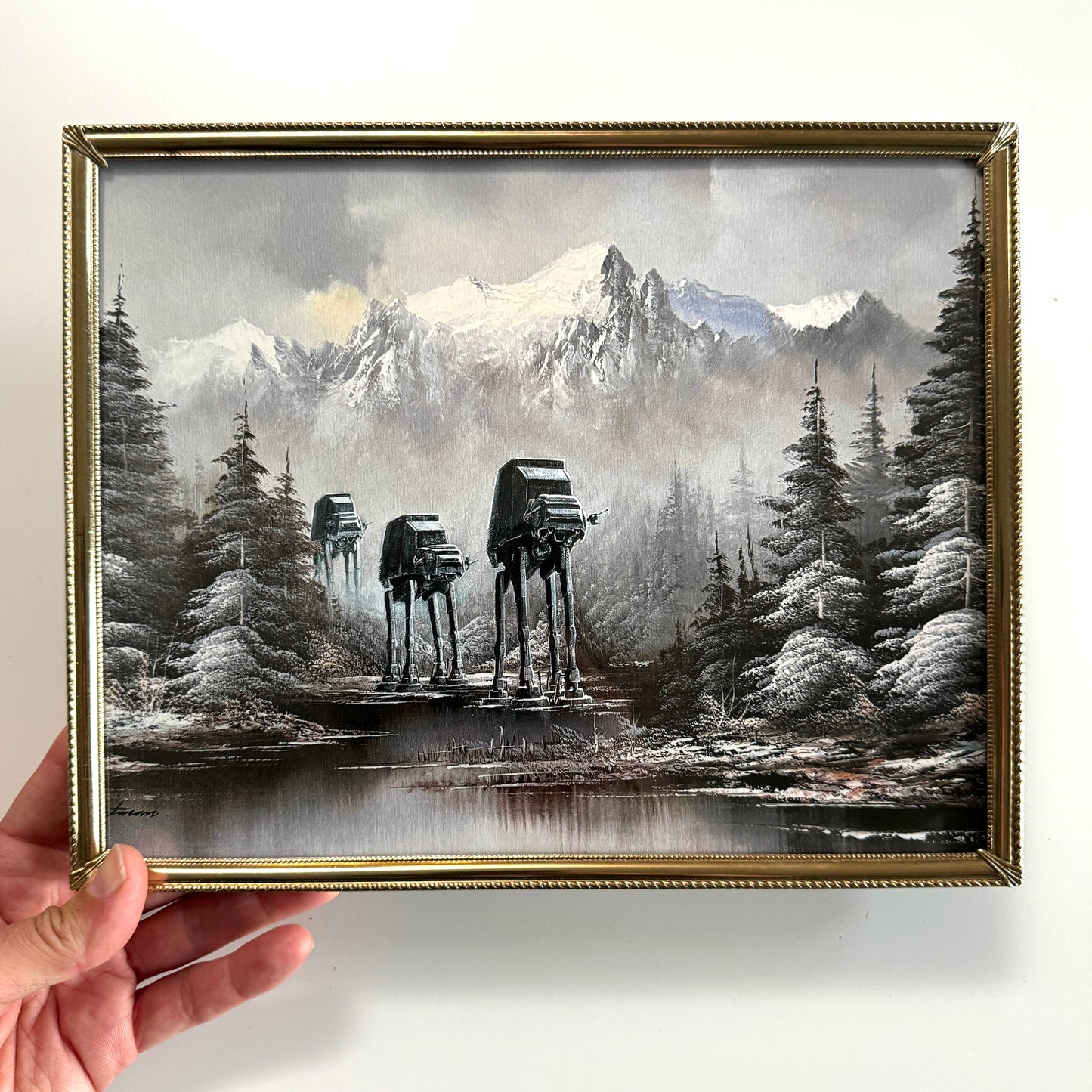 Walkers in a Winter Wonderland - 8x10 PRINT in Vintage Brass Frame OOAK Show