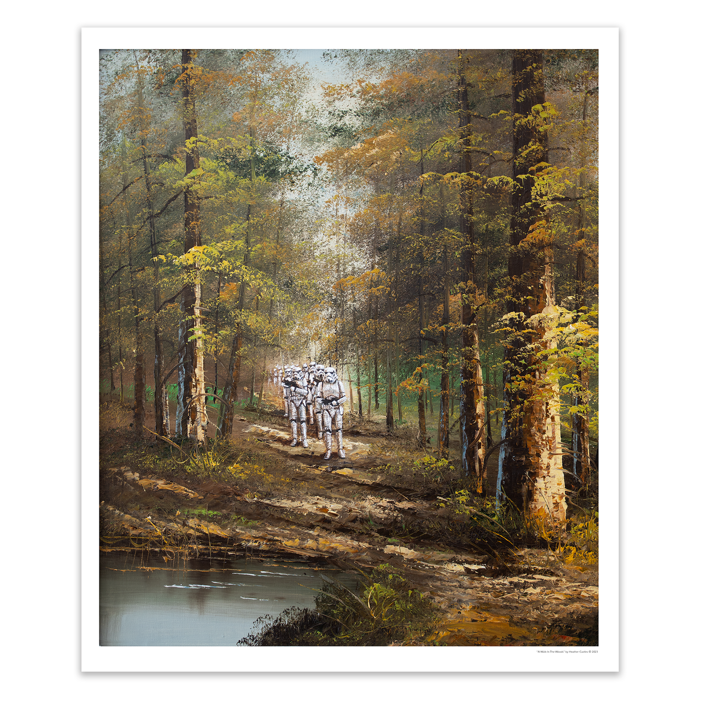 A Walk In The Woods - PRINT in vintage brass frame