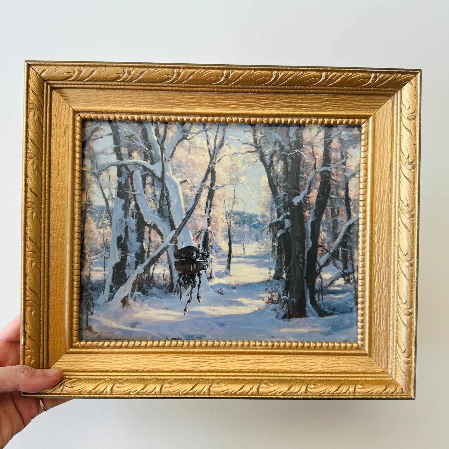 Winter Droid - PRINT in vintage gold frame,  OOAK Show