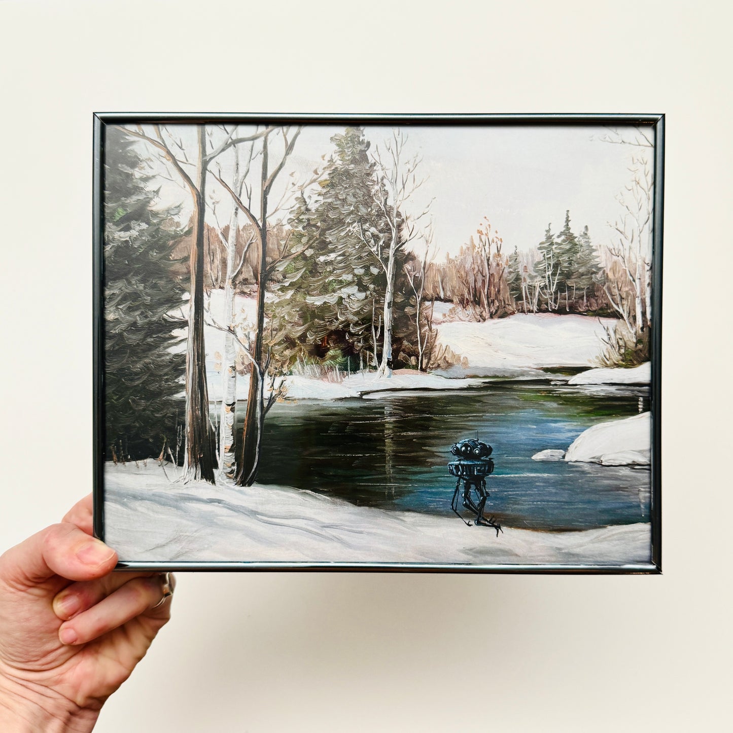 Winter Wander Droid - PRINT 8x10 in Vintage Frame, Brass OOAK Show