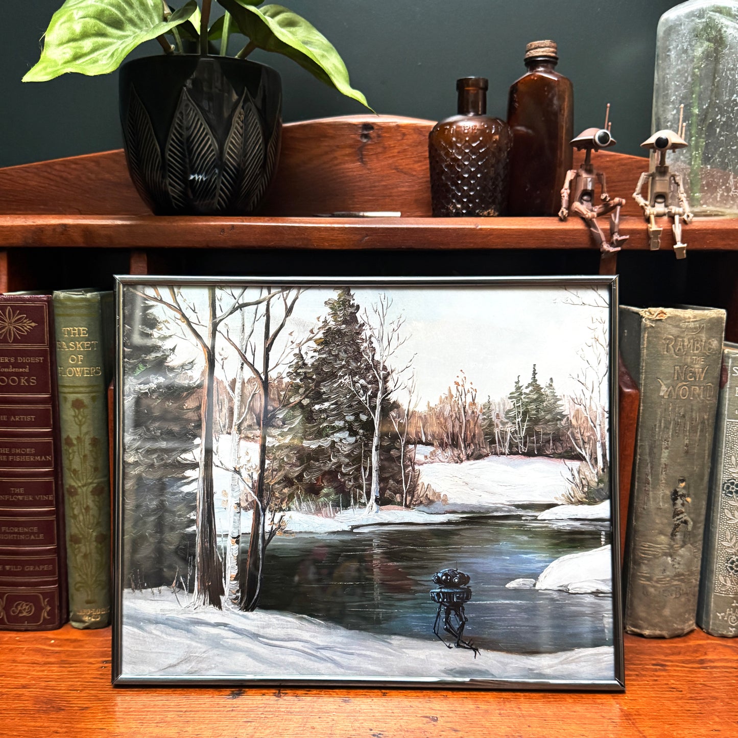 Winter Wander Droid - PRINT 8x10 in gunmetal frame
